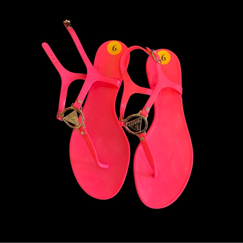 NOS Guess hot pink thong sandals,   Size 9